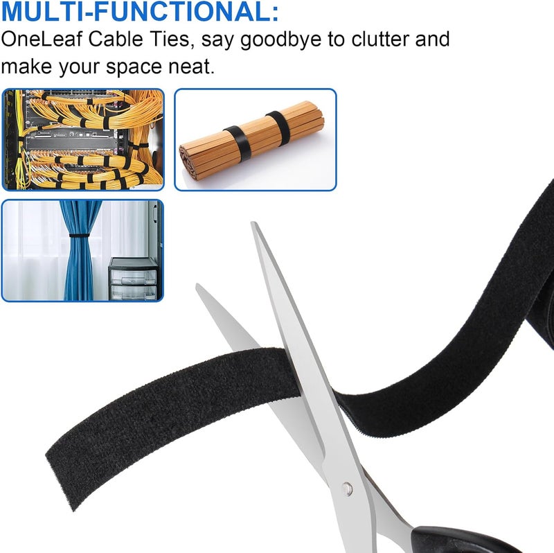 Oneleaf 2 Pack Fastening Cable Management Roll, Free Cutting Cable Straps, Double-Sided Hook and Loop Cable Ties Roll, Multi-Purpose Wire Management Tape for Home and Office - Image 5